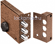 Картинка Замок накладной Elbor (Эльбор) Кремень 1.04.61.КМА никель, сув., 3 риг., зап. коробка, медный антик